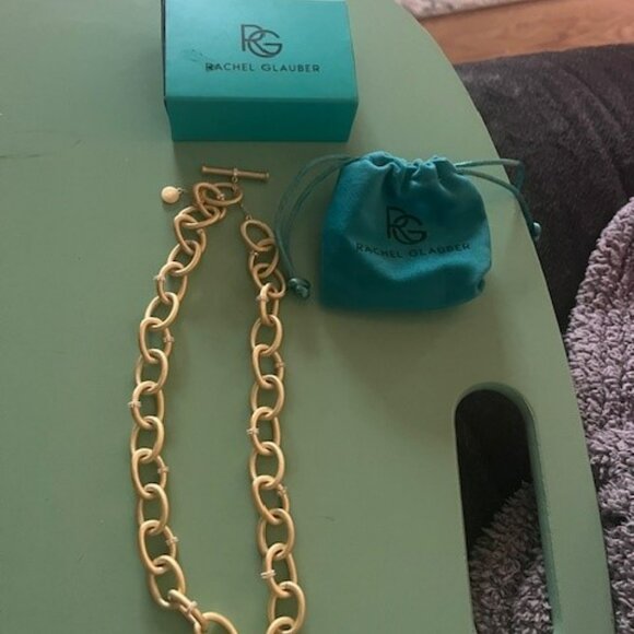 NEW IN BOX:  Rachel Glauber 14K Gold Plated Cubic Zirconia Chain Necklace - Picture 4 of 4